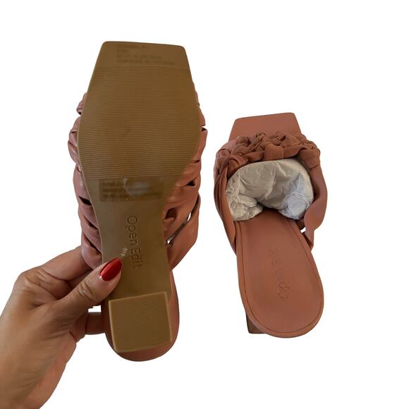 Open Edit Women’s Quinn Pink Dawn Knotted Straps Flared Heel Sandals Size 5.5 - Picture 5 of 7